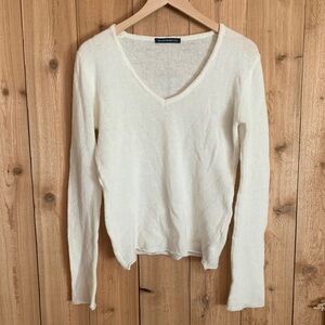 Brandy Melville Off-White V-Neck Sweater